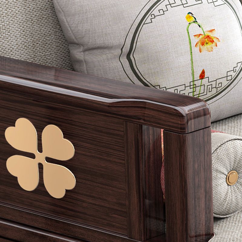 Traditional with Arms Wooden Chaise with Pillow Round Arms for Bedroom Living Room Clearhalo 'Chairs & Seating' 'Chaise Lounge' 'chaise_lounge' 'furn' 'furn_chaise_lounge' 'Furniture' 'Living Room Furniture' 1200x1200_b30b773b-1320-4ba5-a573-3536f8fb2cb6