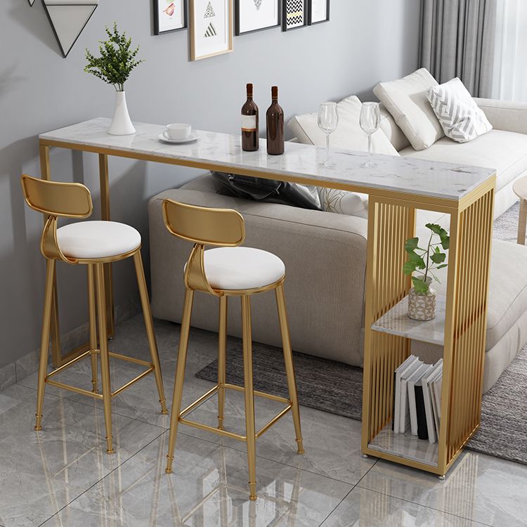 Faux Marble Bistro Bar Table Modern Rectangle Bar Table with Storage Clearhalo 'Bar Furniture' 'Bar Tables' 'bar_tables' 'furn' 'furn_bar_tables' 'Furniture' 'Kitchen & Dining Furniture' 1200x1200_b30d0995-3a18-4018-af41-fe796879c7ff