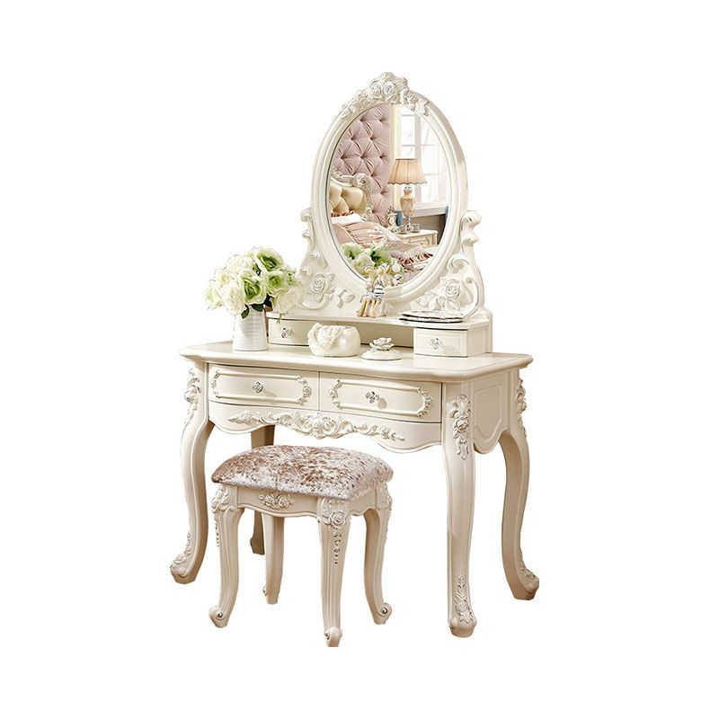 Victorian Solid Artificial Wood Vanity Dressing Table 4 Drawer Makeup Vanity Desk Clearhalo 'Bedroom Furniture' 'furn' 'furn_makeup_vanities' 'Furniture' 'Makeup Vanities' 'makeup_vanities' 1200x1200_b30df030-7ad6-4d08-beb6-c298c4a7991f