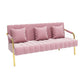 Velvet 3-seater Sofa with 3 Pillows Square  Arm for Apartment