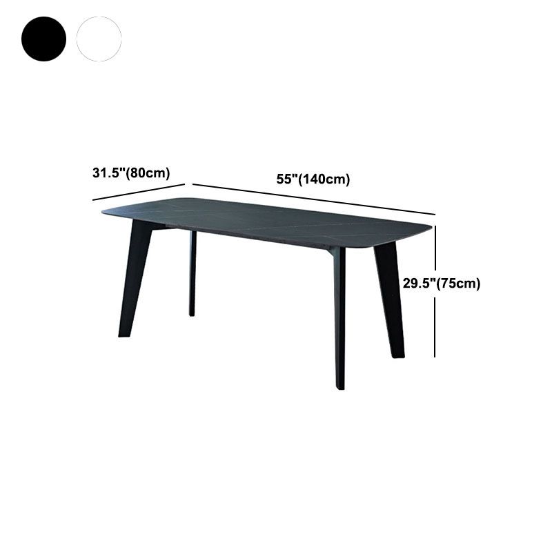 Stone Top Dining Table Contemporary Rectangle Table with 4 Legs in Black Clearhalo 'Dining Tables & Seating' 'Dining Tables' 'dining_table' 'furn' 'furn_dining_table' 'Furniture' 'furniture_dining_table' 'Kitchen & Dining Furniture' 'kitchen' 'kitchen_dining_table' 1200x1200_b310a3ee-728b-4a07-8350-29435c18f837