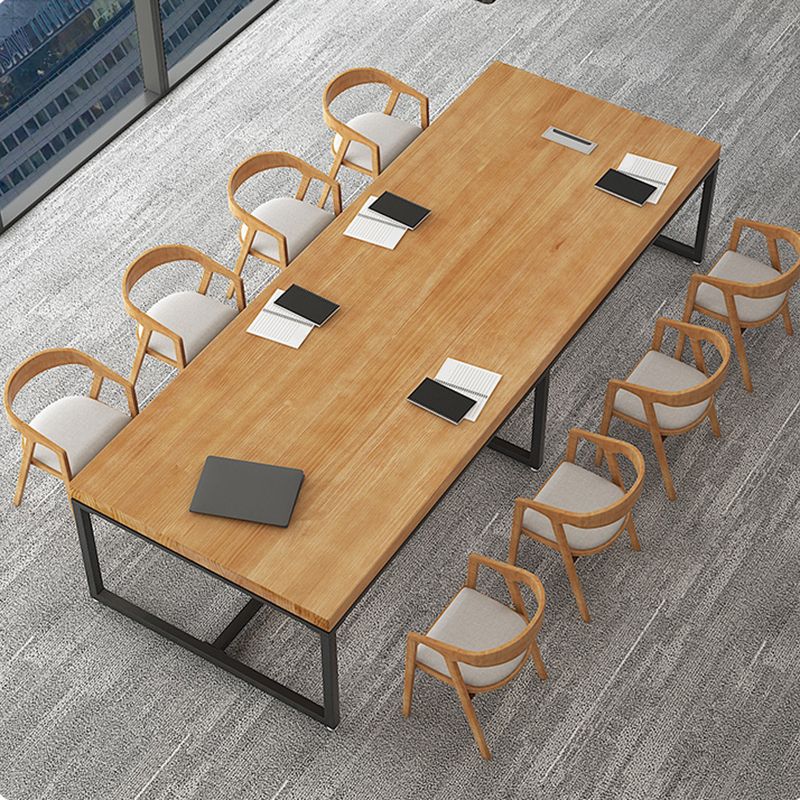 Kabelbeheer industrieel rechthoekig schrijfbureau natuurlijke kantoorbureau met metalen benen