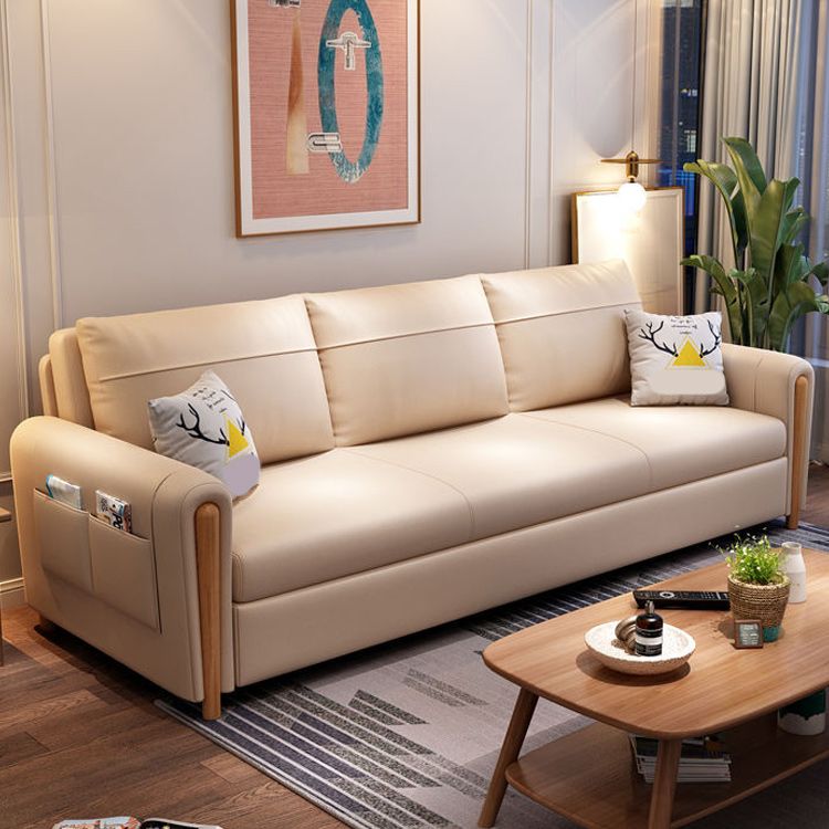 Cushion Back Sofa Futon Square Arms Convertible Sofa with Storage Clearhalo 'furn' 'furn_futons' 'Furniture' 'Futons & Daybeds' 'Futons' 'Living Room Furniture' 1200x1200_b3115a3f-3e1a-45a0-bae1-89fdabc36ad6