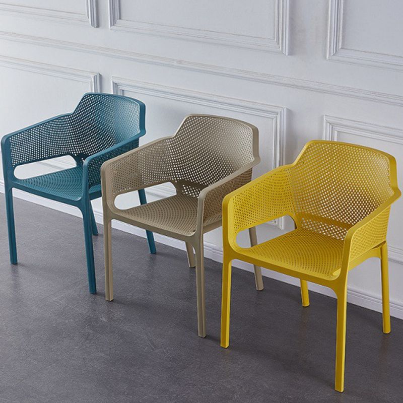 Scandinavian Plastic Kitchen Dining Room Armchair Solid Back Chair Clearhalo ' kitchen&dining_furn' 'Dining Chairs' 'Dining Tables & Seating' 'dining_chair' 'Furniture' 'furniture_dining_chair' 'Kitchen & Dining Furniture' 'kitchen' 1200x1200_b311e096-30a9-45f6-9089-1f2400dd1d6a