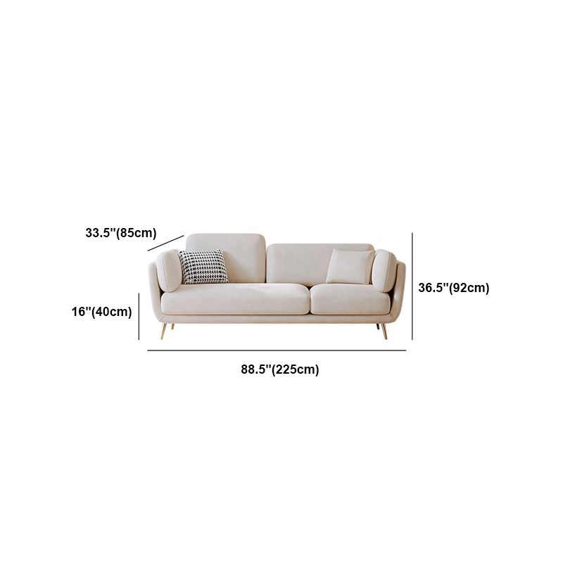 Sofá de brazo superior de almohada de terciopelo con almohada hacia atrás para sala de estar 36.22 "H