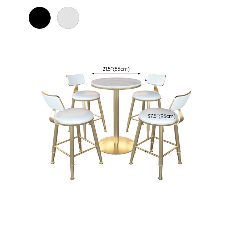 Gold Metal Base Bar Table Glam Round Faux Marble Bar Table for Dining Room Clearhalo 'Bar Furniture' 'Bar Tables' 'bar_tables' 'furn' 'furn_bar_tables' 'Furniture' 'Kitchen & Dining Furniture' 1200x1200_b3136131-6571-4498-baf7-eddcb3e59da7