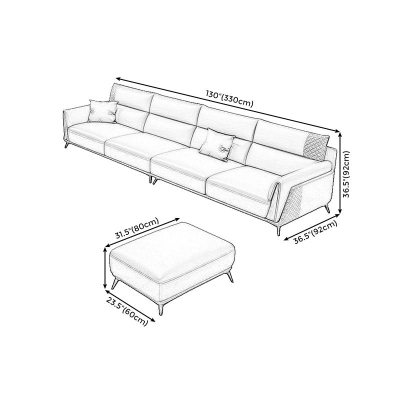 Genuine Leather Pillow Top Arm Sectionals 36.22"High Cushion Back Sofa, Black Clearhalo 'furn' 'furn_sectionals' 'Furniture' 'furniture_sectionals' 'Living Room Furniture' 'Sectionals' 1200x1200_b313e7db-fa92-4859-a24e-79f084b3a87c