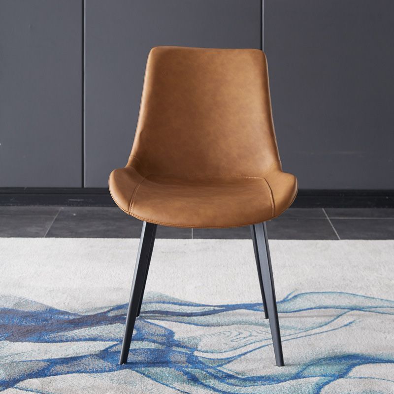 Chaise de salle à manger de cuisine sans bras chaise Parsons en cuir en cuir