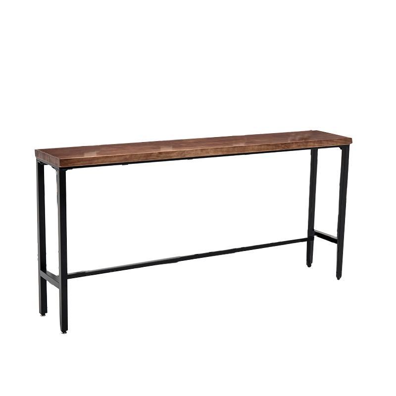 Mesa rectangular con altura de barra, mesa de pub tipo bistró con tapa de madera y base negra