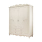 White Rubberwood Wardrobe Armoire Modern Wardrobe Closet with Legs