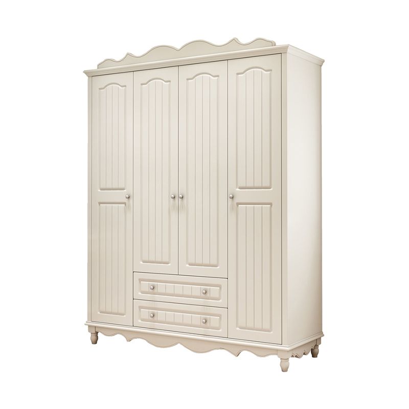 White Rubberwood Wardrobe Armoire Modern Wardrobe Closet with Legs