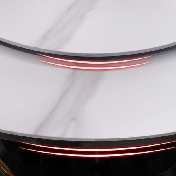 Mesa de comedor sencilla y moderna, mesa redonda con base de madera de caucho para comedor