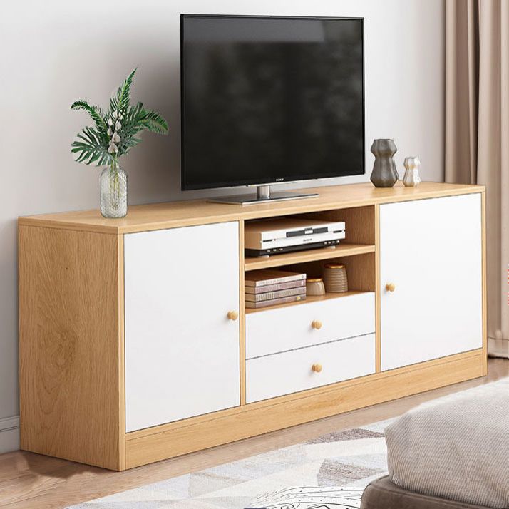 12 "D Consolet de télévision en bois moderne Console ouverte Stand de télévision avec tiroirs et portes