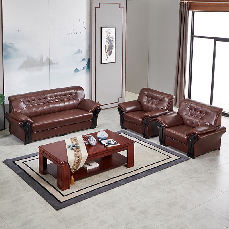 Industrial Biscuit Back Seating Flared Arm Sofa in Dark Brown Clearhalo 'furn' 'furn_sofas' 'Furniture' 'Living Room Furniture' 'Sofa' 'sofas' 1200x1200_b31bc20d-5b77-423e-bd80-5c22710826e7