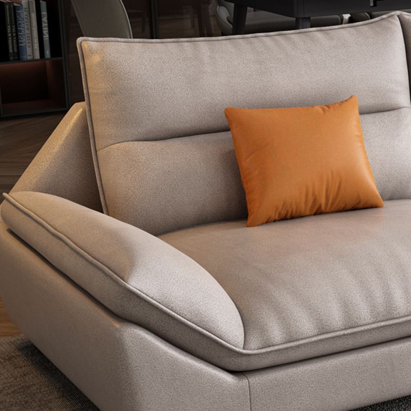 Flared Arm Beige Sectional Sofa with Chaise Pillowed Back Cushions Couch Sectional Clearhalo 'furn' 'furn_sectionals' 'Furniture' 'furniture_sectionals' 'kitchen' 'kitchen_sectionals' 'Living Room Furniture' 'Sectionals' 1200x1200_b31c29cb-f604-4b82-a2c6-bed1e7a4ceac