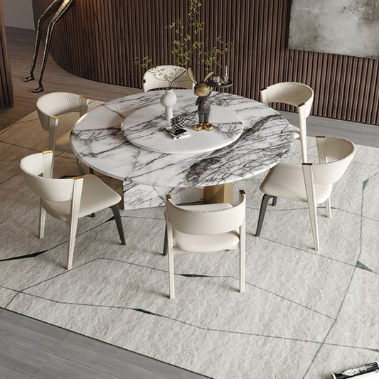 Round Dining Table Set 1/7/9 Pcs Marble Dining Table and Chair Chairs