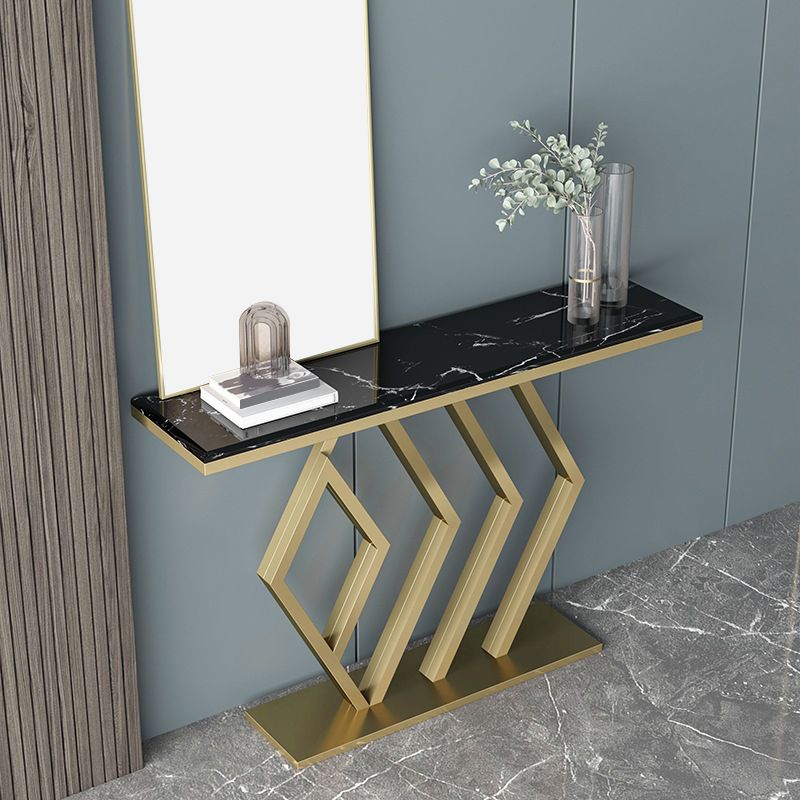 Glam Accent Table Antique Finish Console Sofa Table in Marble Clearhalo 'Console Tables' 'console_tables' 'Entry & Mudroom Furniture' 'furn' 'furn_console_tables' 'Furniture' 1200x1200_b31ca13b-21ee-43b4-94e5-10cd281d56d1