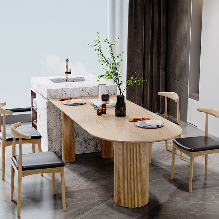 Modern Ash Wood Table for Restaurant Oval Table with 3 Wood Legs Clearhalo 'Dining Tables & Seating' 'Dining Tables' 'dining_table' 'furn' 'furn_dining_table' 'Furniture' 'furniture_dining_table' 'Kitchen & Dining Furniture' 'kitchen' 'kitchen_dining_table' 1200x1200_b31cba92-3d5f-45e0-8c35-4e76b1ca130b