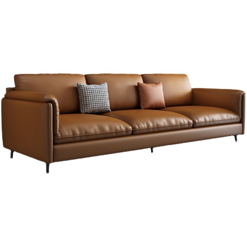 Rectangular Sofa with Pillow Back and Sponge Seat Filled with Imitation Leather Cushions Clearhalo 'furn' 'furn_sofas' 'Furniture' 'furniture_sofas' 'kitchen' 'kitchen_sofas' 'Living Room Furniture' 'Sofa' 'sofas' 1200x1200_b31df818-adef-4e54-b630-802d0f5162fe