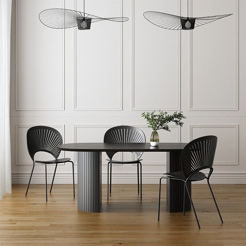 Modern Oval Dining Table Matte Finish Double Pedestal Table for Home Clearhalo 'Dining Tables & Seating' 'Dining Tables' 'dining_table' 'furn' 'furn_dining_table' 'Furniture' 'furniture_dining_table' 'Kitchen & Dining Furniture' 'kitchen' 'kitchen_dining_table' 1200x1200_b3203813-eb11-4c8b-923a-8f066fa67fd8