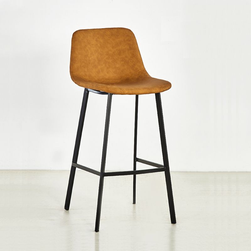 Indoor Leather Counter Chair Bucket Footrest Industrial Counter & Bar Stool