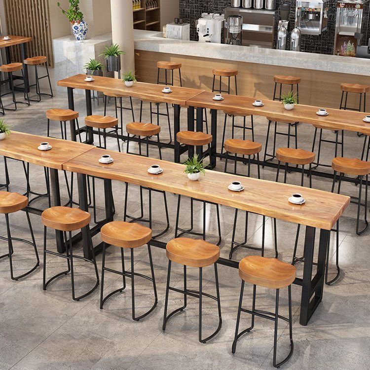 Pièces de 1/4/9 modernes Ensemble de table de barre rectangle Table de comptoir en bois de pin avec tabourets sans dos