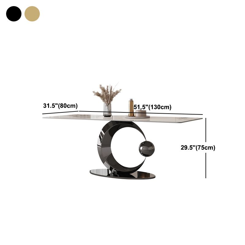 Contemporary Pedestal Dining Table Rectangle Sintered Stone Top Table for Home