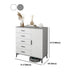 White Wooden Accent Cabinet with Door Modern Chest with 5 Drawers