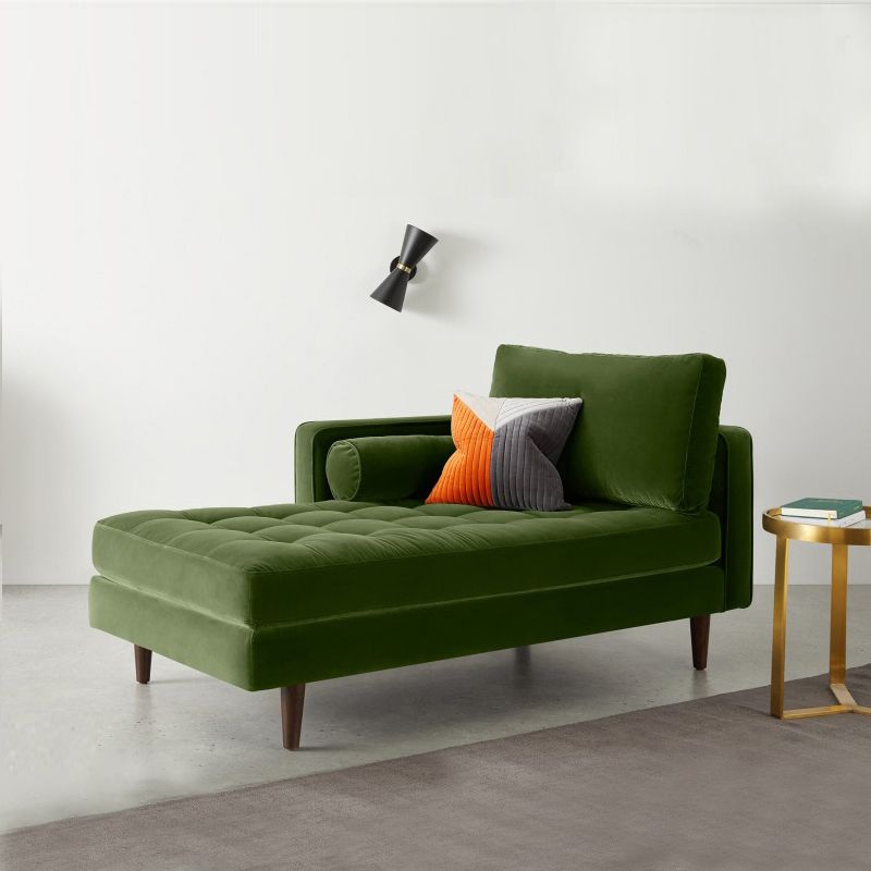 Contemporary Upholstered Chaise Lounge Square Arms Chaise in Green/Blue Clearhalo 'Chairs & Seating' 'Chaise Lounge' 'chaise_lounge' 'furn' 'furn_chaise_lounge' 'Furniture' 'Living Room Furniture' 1200x1200_b3255af1-b98f-4b69-a633-3d89e92e2bf5
