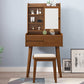 Solid Wood Vanity Table Set 3-Drawer Makeup Vanity Table with Mirror and Stool Clearhalo 'Bedroom Furniture' 'furn' 'furn_makeup_vanities' 'Furniture' 'Makeup Vanities' 'makeup_vanities' 1200x1200_b326347e-0c0e-43d1-ac27-6ace7dccbf7e