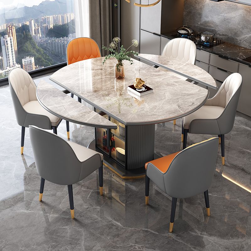 Tavolo da pranzo moderno pieghevole in pietra con armadietti per sala da pranzo