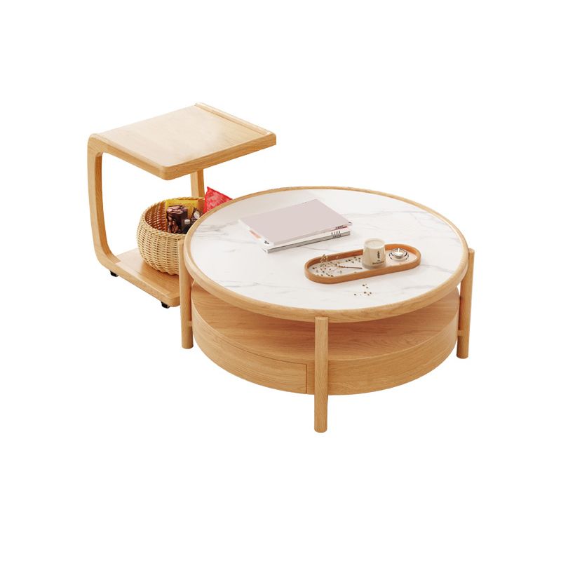 Tropischer Couchtisch, Couchtisch aus massivem Holz mit Stauraum