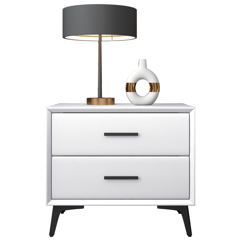Comodino da letto in pelle notturno contemporaneo con cassetti