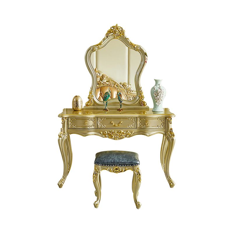 Victorian 19.68 "tavolo da trucco largo in legno massiccio di trucco con cassetti con cassetti