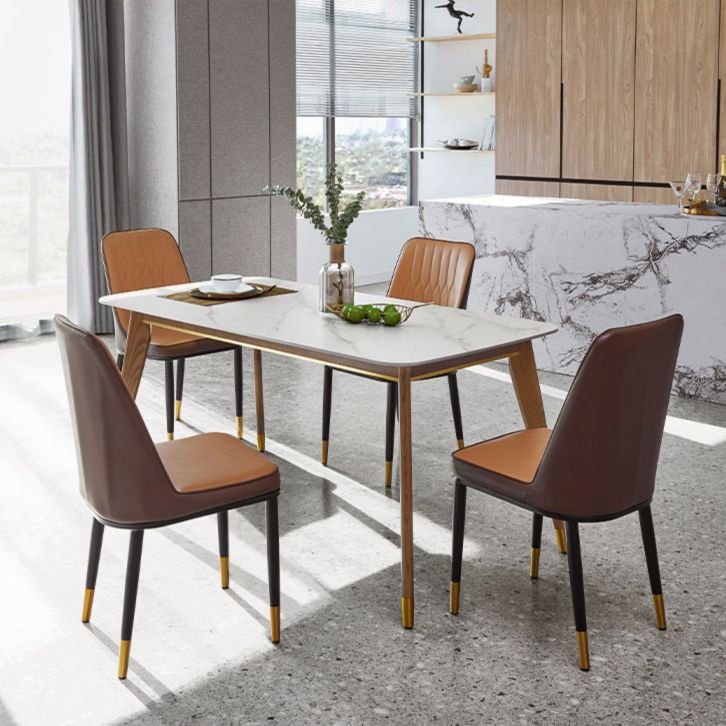 Wit eigentijdse rechthoekige stenen eettafel met 4 voet