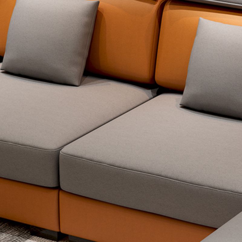 Recessed Arm Storage Faux Leather Sectional Cushion Back Sofa and Chaise Clearhalo 'furn' 'furn_sectionals' 'Furniture' 'furniture_sectionals' 'Living Room Furniture' 'Sectionals' 1200x1200_b32c0d11-e514-40eb-9731-8a4f010d5f05