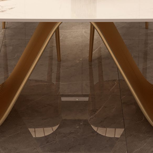 Modern Sintered Stone Dining Room Set Standard Height with Double Pedestal Base Dining Table Set Clearhalo 'Dining Room Sets' 'Dining Tables & Seating' 'dining_room_set' 'furn' 'furn_dining_room_set' 'Furniture' 'furniture_dining_room_set' 'Kitchen & Dining Furniture' 'kitchen&dining_furn' 'kitchen' 1200x1200_b32c5d16-740a-45cd-ba9b-1fd66f9027be