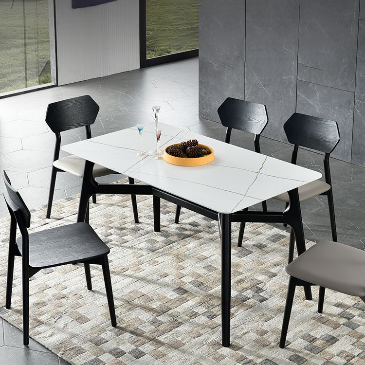 Sintered Stone White Dining Table Minimalist Trestle Base Table for Dining Room Clearhalo ' dining_table' 'Dining Tables & Seating' 'Dining Tables' 'furn' 'furn_dining_table' 'Furniture' 'furniture_dining_table' 'Kitchen & Dining Furniture' 'kitchen&dining_furn' 'kitchen' 'kitchen_dining_table' 1200x1200_b32c7546-ffcf-409d-96a0-eeb23daed690