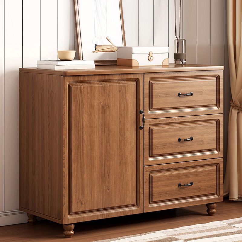 Mid-Century Modern Rectangle Accent Cabinet with Bun Feet and Drawers