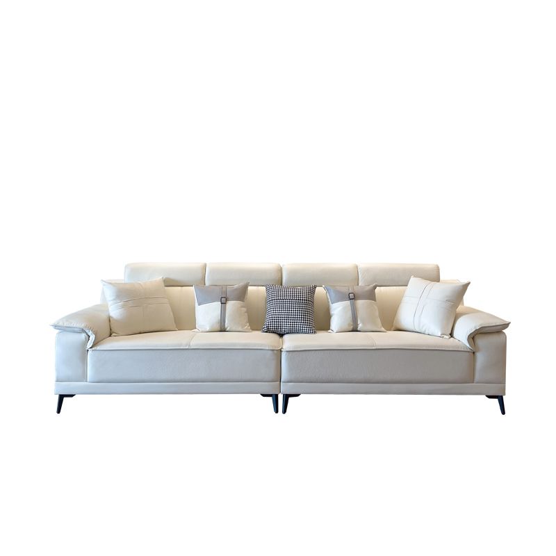 Stain-Resistant Faux Leather Pillow Top Arm Sofa/Sectional with Pillowed Back Cushions Clearhalo 'furn' 'furn_sectionals' 'Furniture' 'furniture_sectionals' 'kitchen' 'kitchen_sectionals' 'Living Room Furniture' 'Sectionals' 1200x1200_b32f329a-6cc2-417e-a213-4ff9d1122b12