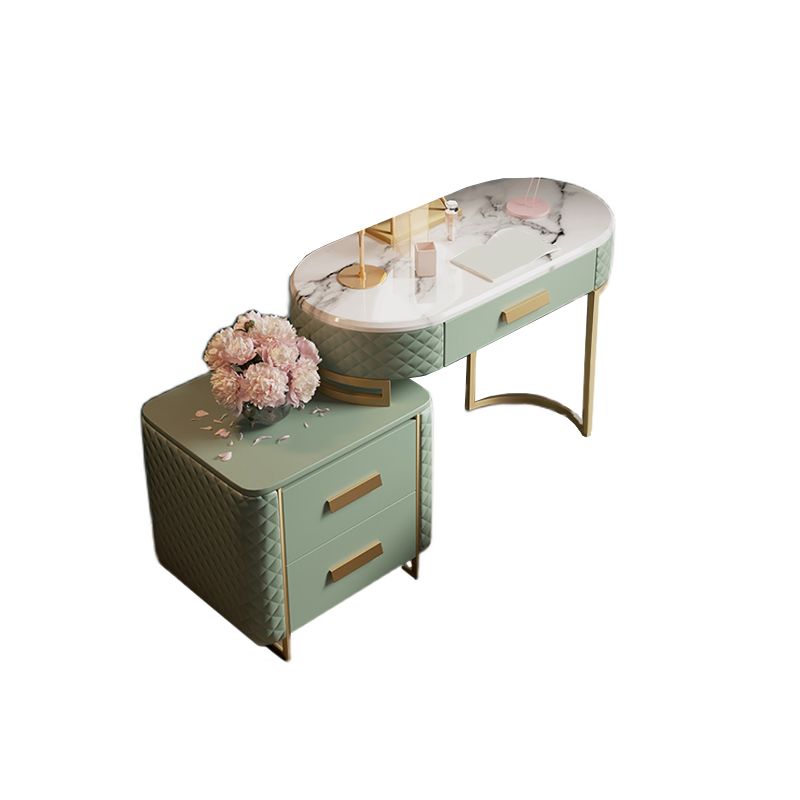 Green Makeup Vanity Desk 30.31" High Vanity Tables with 3 Drawer Clearhalo 'Bedroom Furniture' 'furn' 'furn_makeup_vanities' 'Furniture' 'Makeup Vanities' 'makeup_vanities' 1200x1200_b3333db1-8c48-4f33-9d89-159a2523f8b8