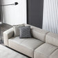 Genuine Leather Square Arm Sofa Contemporary Standard Sofa with 3 Pillows