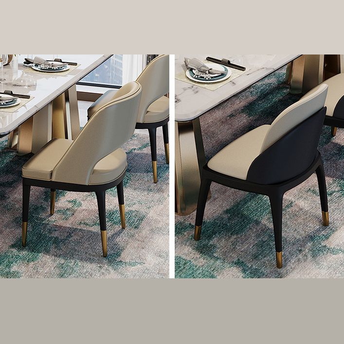 Minimalist Style Marble Dining Set with Traditional Height Table and Double Pedestal Base Clearhalo 'Dining Room Sets' 'Dining Tables & Seating' 'dining_room_set' 'furn' 'furn_dining_room_set' 'Furniture' 'furniture_dining_room_set' 'Kitchen & Dining Furniture' 'kitchen&dining_furn' 'kitchen' 1200x1200_b335c007-9a59-4088-b12b-46f6ee7e429b