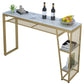 Contemporary Style Rectangle Bar Table Faux Marble Bistro Bar Desk with Storage Clearhalo 'Bar Furniture' 'Bar Tables' 'bar_tables' 'furn' 'furn_bar_tables' 'Furniture' 'Kitchen & Dining Furniture' 1200x1200_b33890b3-ee2a-4c6f-a2c9-f8b02a2822d9