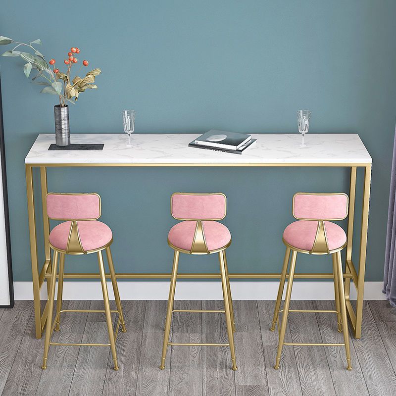 White Sintered Stone Bar Table Trestle Base Dining Table for Kitchen