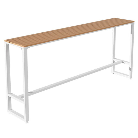 パティオ用の白いベース長方形のテーブルを備えた産業用バーハイトテーブル