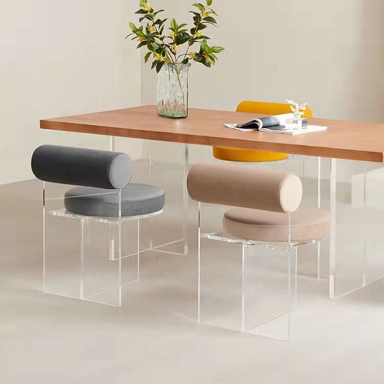 Contemporary Solid Back Dining Chair Acrylic Side Chair for Dining Room