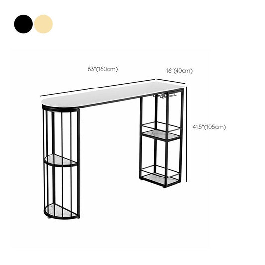 Freie Form Stone Top Bar Tisch Moderner Doppel -Podest -Bar -Tisch mit Weinglashaltern