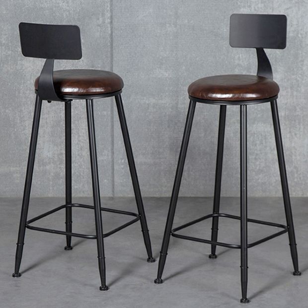 Industrial Armless Backrest Counter Stool Iron Milk Tea Shop Bar Stool with Cushion Clearhalo 'Bar Furniture' 'Bar Stools' 'bar_stools' 'furn' 'furn_bar_stools' 'Furniture' 'furniture_bar_stools' 'Kitchen & Dining Furniture' 1200x1200_b33eb1d1-6f4b-4a7a-bc9d-ab3962d2b403
