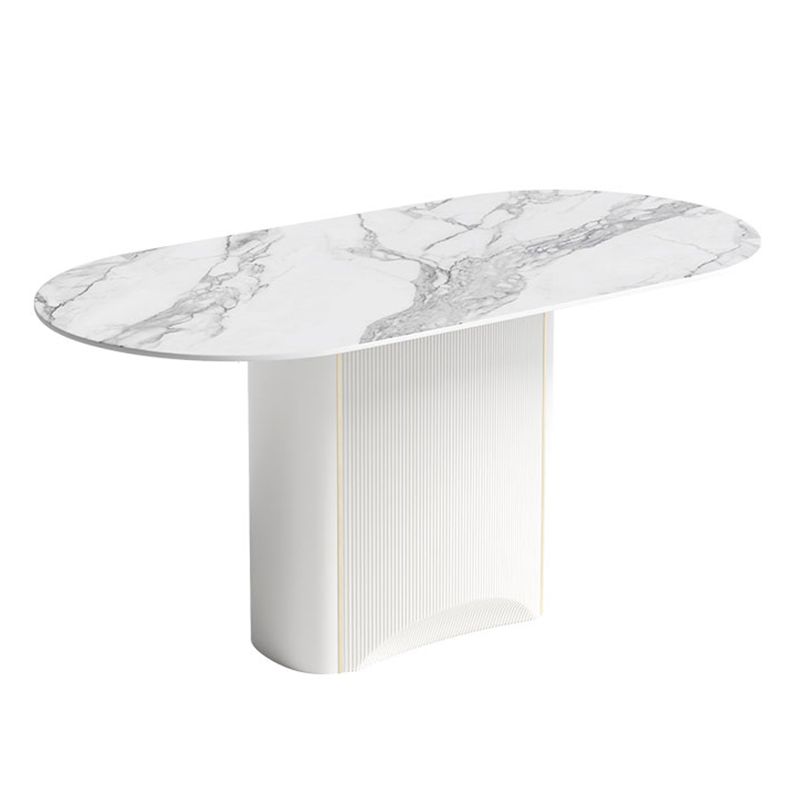 Sintered Stone White Tone Dining Table Luxury Pedestal Table for Dining Room Clearhalo 'Dining Tables & Seating' 'Dining Tables' 'dining_table' 'furn' 'furn_dining_table' 'Furniture' 'furniture_dining_table' 'Kitchen & Dining Furniture' 'kitchen' 'kitchen_dining_table' 1200x1200_b33ffae5-8219-4911-a452-dd7766875a0c